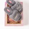 Boxed Embellished Slippers In Grey -Fashion Clothing Accessories Store carraig donn boxed embellished slippers in grey 711211