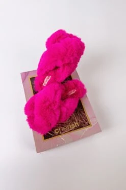 Boxed Faux Fur Quilted Slippers In Pink -Fashion Clothing Accessories Store carraig donn boxed faux fur quilted slippers in pink 332615