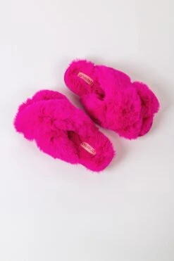 Boxed Faux Fur Quilted Slippers In Pink -Fashion Clothing Accessories Store carraig donn boxed faux fur quilted slippers in pink 425430
