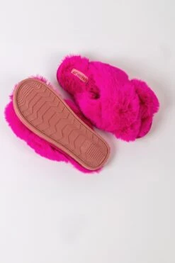 Boxed Faux Fur Quilted Slippers In Pink -Fashion Clothing Accessories Store carraig donn boxed faux fur quilted slippers in pink 913531