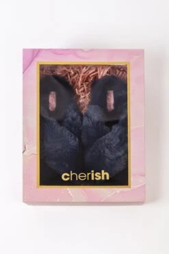 Boxed Navy Faux Fur Quilted Slippers -Fashion Clothing Accessories Store carraig donn boxed navy faux fur quilted slippers 467231