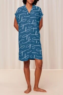 Triumph Boyfriend Fit Nightdress In Blue Print