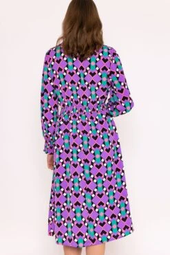 Brioni Midi Dress In Lilac Print -Fashion Clothing Accessories Store carraig donn brioni midi dress in lilac print 813631