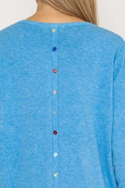 Button Detail Knit In Blue -Fashion Clothing Accessories Store carraig donn button detail knit in blue 149888