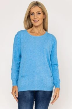 Button Detail Knit In Blue -Fashion Clothing Accessories Store carraig donn button detail knit in blue 953385
