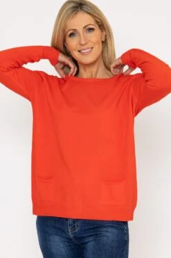 Button Detail Knit In Orange -Fashion Clothing Accessories Store carraig donn button detail knit in orange 264050