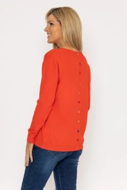 Button Detail Knit In Orange -Fashion Clothing Accessories Store carraig donn button detail knit in orange 670479