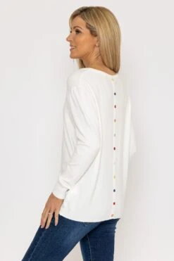 Button Detail Knit In White -Fashion Clothing Accessories Store carraig donn button detail knit in white 501280