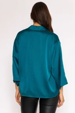 Button Sleeve Blouse In Teal -Fashion Clothing Accessories Store carraig donn button sleeve blouse in teal 280580