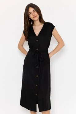 B.young Byilini Black Midi Dress -Fashion Clothing Accessories Store carraig donn byilini black midi dress 979493