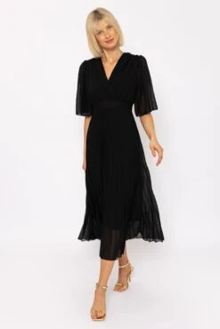Carmen Black Pleated Midi Dress -Fashion Clothing Accessories Store carraig donn carmen black pleated midi dress 122724