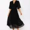 Carmen Black Pleated Midi Dress 2 Carmen Black Pleated Midi Dress -Fashion Clothing Accessories Store carraig donn carmen black pleated midi dress 818389