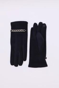 Chain Detail Glove In Black