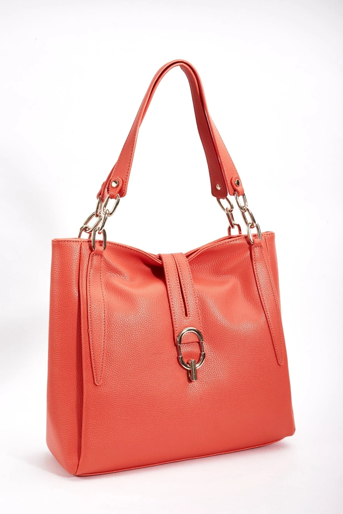 Chain Detail Tote In Orange 3 Chain Detail Tote In Orange