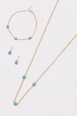 Chain With Aqua Square Detailing -Fashion Clothing Accessories Store carraig donn chain with aqua square detailing 975665