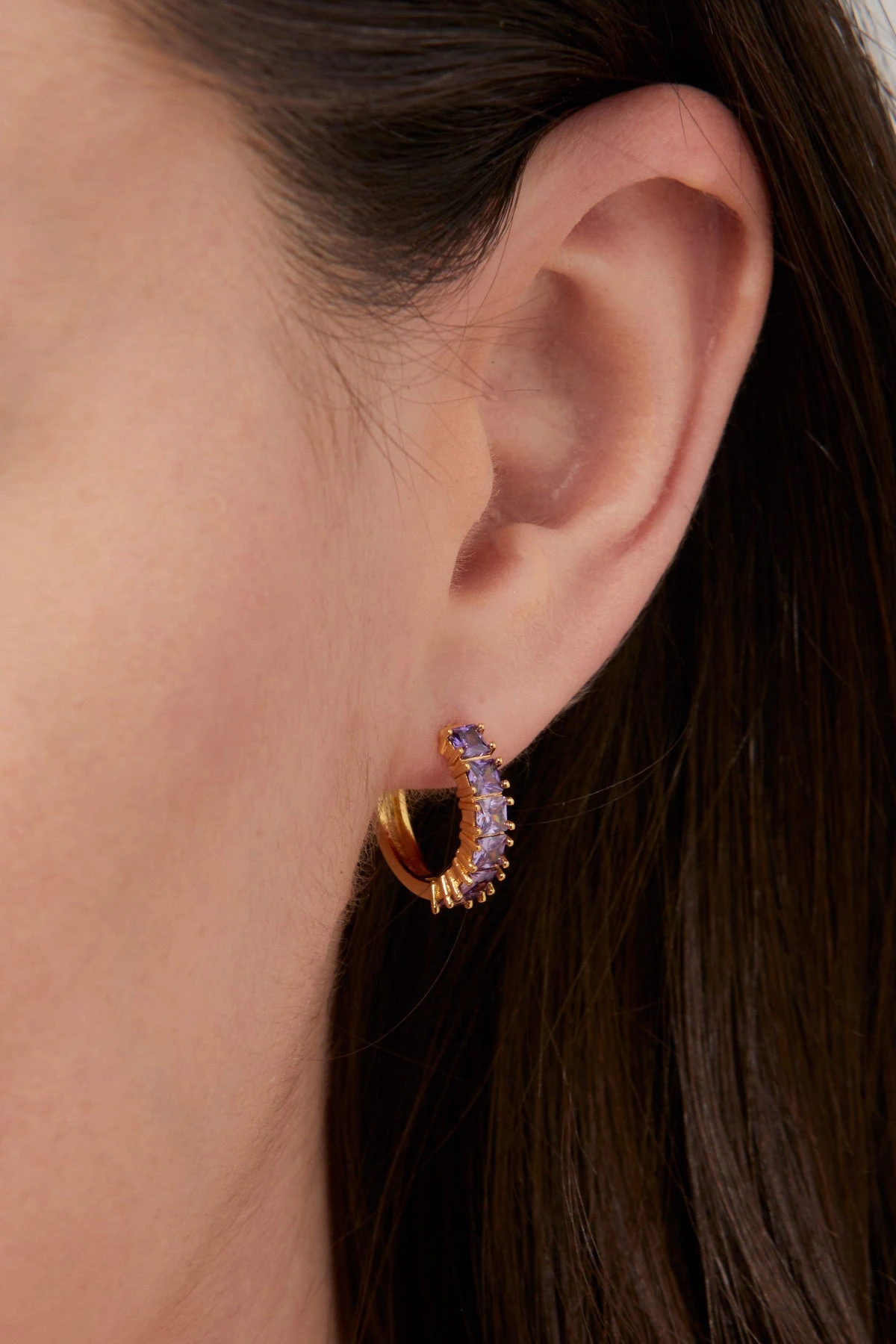 Classic Amethyst Hoops 4 Classic Amethyst Hoops - Image 2