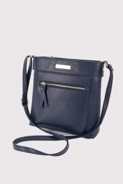 Classic Crossbody Front Zip Bag In Navy -Fashion Clothing Accessories Store carraig donn classic crossbody front zip bag in navy 397608