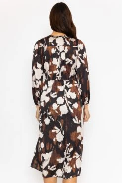 Cliodhna Brown Printed Midi Dress -Fashion Clothing Accessories Store carraig donn cliodhna brown printed midi dress 540702