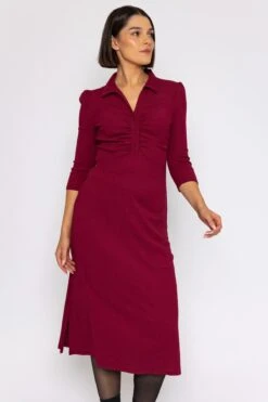 Collar Tree Bark Dress In Burgundy 9 Collar Tree Bark Dress In Burgundy -Fashion Clothing Accessories Store carraig donn collar tree bark dress in burgundy 239990