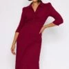 Collar Tree Bark Dress In Burgundy -Fashion Clothing Accessories Store carraig donn collar tree bark dress in burgundy 847295