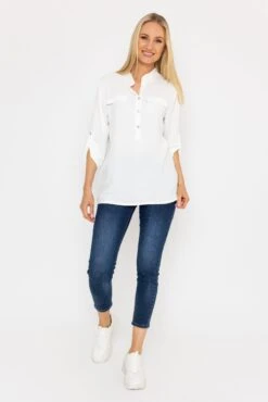 Collarless Shirt In Ecru 8 Collarless Shirt In Ecru -Fashion Clothing Accessories Store carraig donn collarless shirt in ecru 746167