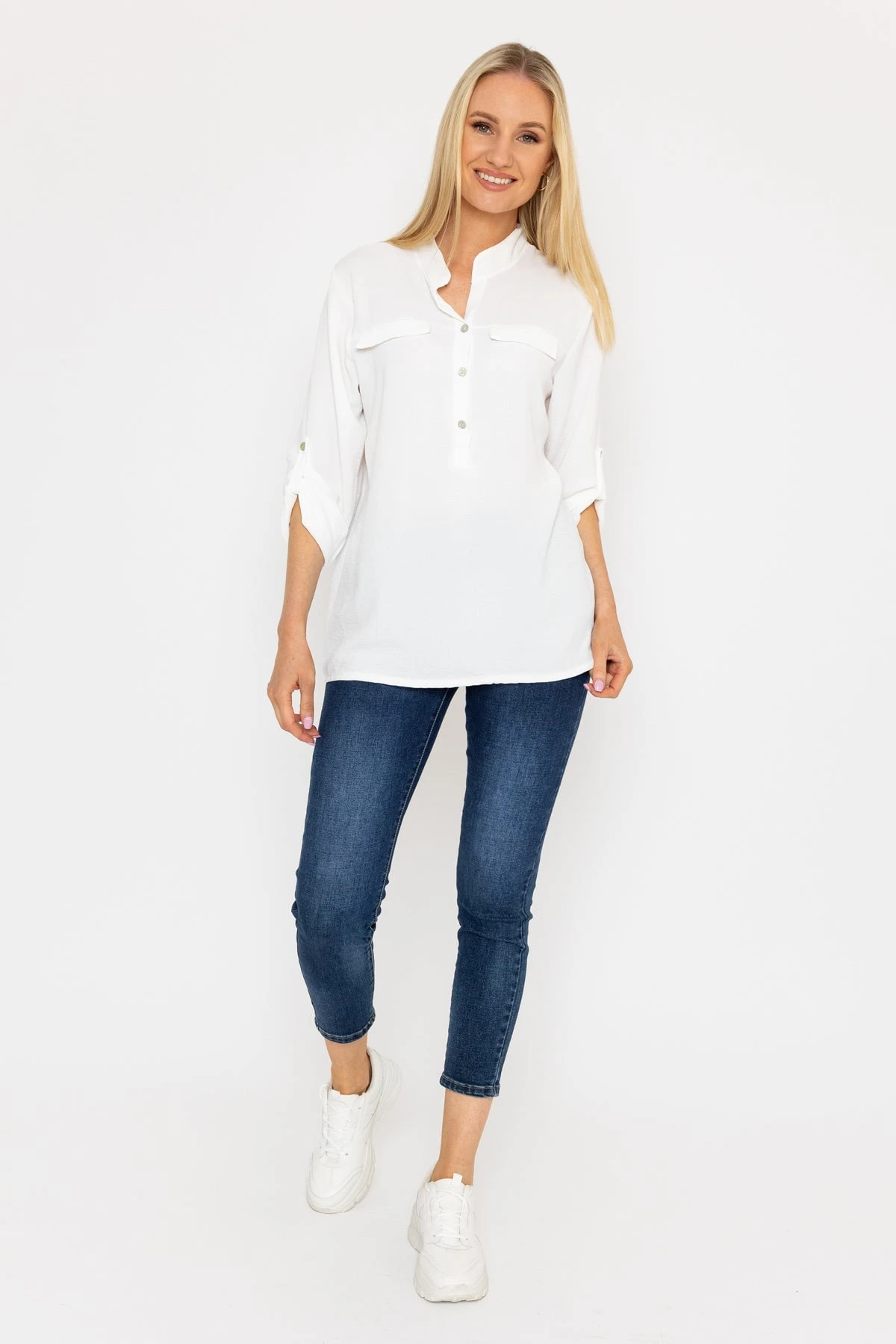 Collarless Shirt In Ecru 5 Collarless Shirt In Ecru - Image 3