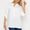Collarless Shirt In Ecru -Fashion Clothing Accessories Store carraig donn collarless shirt in ecru 831906