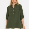 Collarless Shirt In Khaki