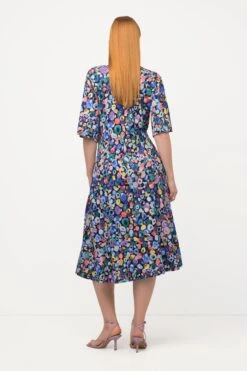 Ulla Popken Colorful Dot Print Short Sleeve Midi Dress -Fashion Clothing Accessories Store carraig donn colorful dot print short sleeve midi dress 364040