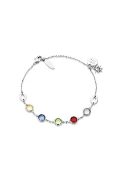Coloured Stone Bracelet In Silver
