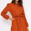 Cord Mini Dress In Rust -Fashion Clothing Accessories Store carraig donn cord mini dress in rust 889558