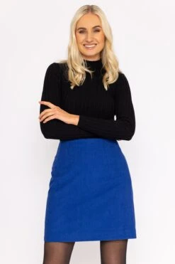 Cord Mini Skirt In Blue