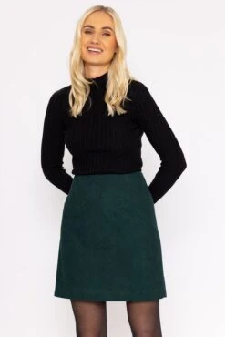Cord Mini Skirt In Green