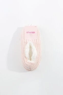 Cosy Knit Slipper Sock In Pink