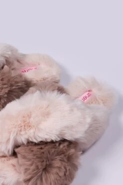 Cream Faux Fur Contrast Slippers -Fashion Clothing Accessories Store carraig donn cream faux fur contrast slippers 519679