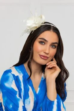 Cream Feather Flower Fascinator