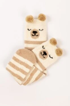 Cream Fluffy Boxed Slipper Socks