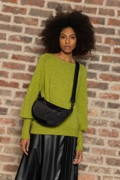 Crescent Shape Crossbody In Black -Fashion Clothing Accessories Store carraig donn crescent shape crossbody in black 767675