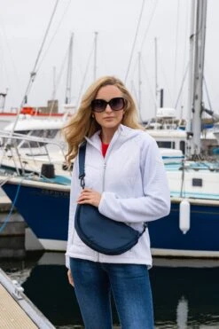 Crescent Shape Crossbody In Navy -Fashion Clothing Accessories Store carraig donn crescent shape crossbody in navy 700849