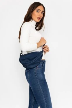 Crescent Shape Crossbody In Navy -Fashion Clothing Accessories Store carraig donn crescent shape crossbody in navy 876215