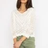 Crochet V-Neck Knit In Ecru -Fashion Clothing Accessories Store carraig donn crochet v neck knit in ecru 424468
