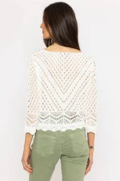 Crochet V-Neck Knit In Ecru -Fashion Clothing Accessories Store carraig donn crochet v neck knit in ecru 788006