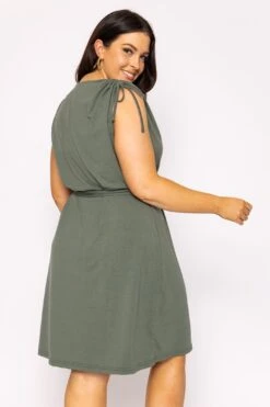 Vero Moda Curve Curve - Aila Dress In Khaki -Fashion Clothing Accessories Store carraig donn curve aila dress in khaki 138511