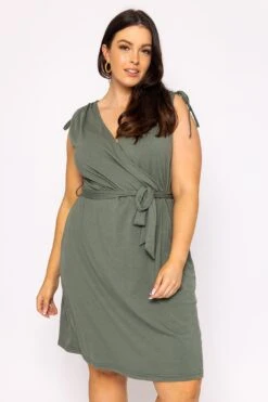 Vero Moda Curve Curve - Aila Dress In Khaki -Fashion Clothing Accessories Store carraig donn curve aila dress in khaki 174426