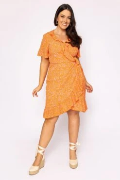 Vero Moda Curve Curve - Delilah Dress In Orange -Fashion Clothing Accessories Store carraig donn curve delilah dress in orange 236346