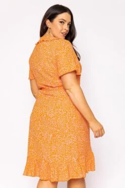 Vero Moda Curve Curve - Delilah Dress In Orange -Fashion Clothing Accessories Store carraig donn curve delilah dress in orange 555962