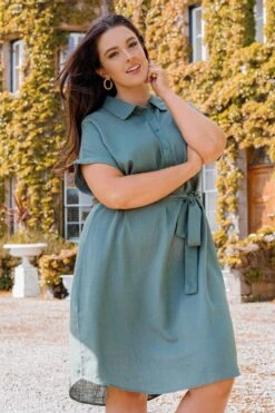 Vero Moda Curve Curve - Lailah Shirt Dress In Khaki -Fashion Clothing Accessories Store carraig donn curve lailah shirt dress in khaki 121237