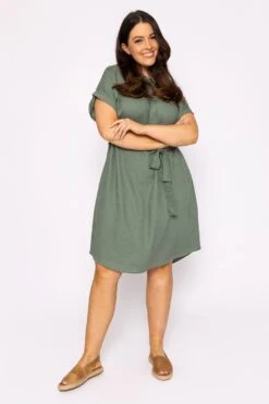 Vero Moda Curve Curve - Lailah Shirt Dress In Khaki -Fashion Clothing Accessories Store carraig donn curve lailah shirt dress in khaki 757335