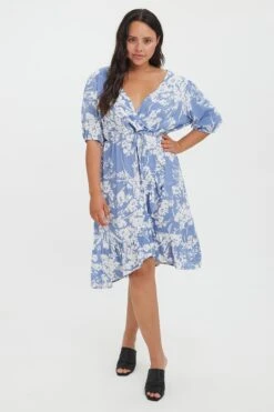 Vero Moda Curve Curve - Lexie Dress In Blue Print