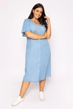 Vero Moda Curve Curve - Liliana Dress In Light Blue Denim -Fashion Clothing Accessories Store carraig donn curve liliana dress in light blue denim 545837